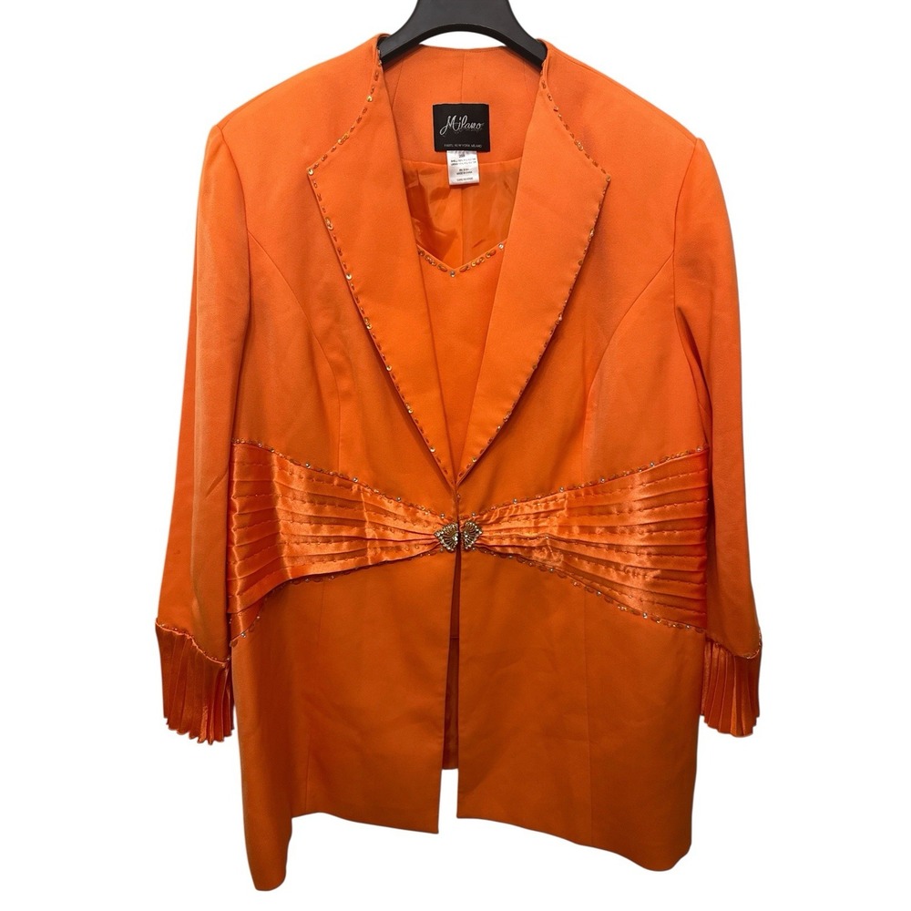 Vintage Milano Paris, New York, Milano Blazer Rhinestone Accents W26 Tangerine